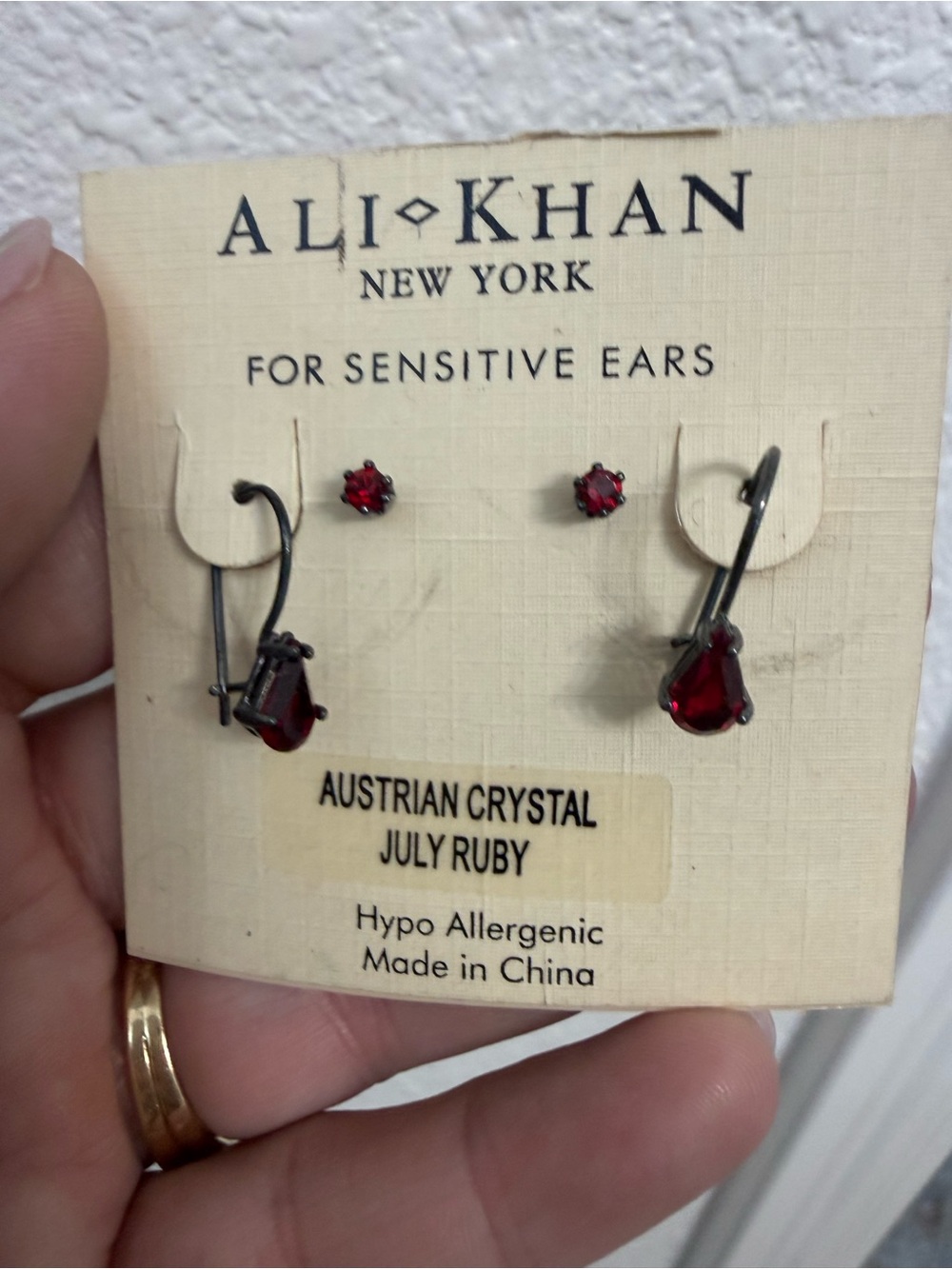 Macy's Ali Khan July Ruby Austrian Crystal Earrings - Red